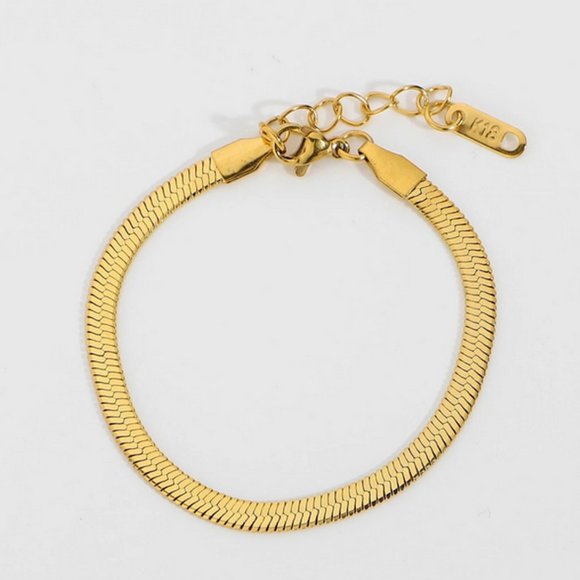 Herringbone Bracelet Snake chain bracelet Gold stacking bracelet Stainless Steel - Picture 4 of 6